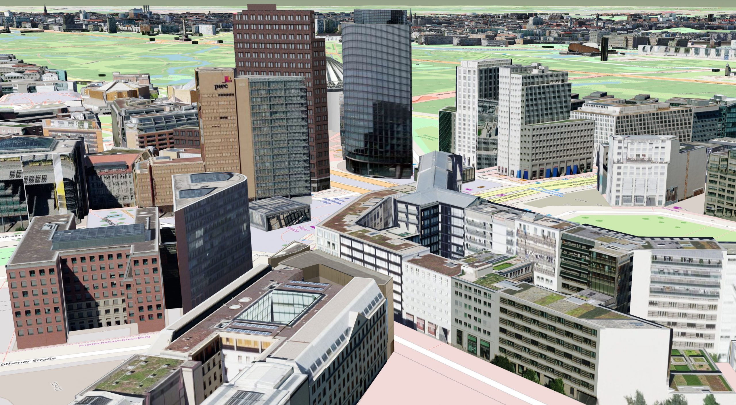 Texturiertes CityGML Gebäudemodell am Potsdamer Platz in Berlin