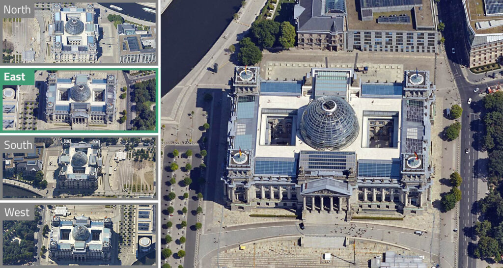 Viewing Berlin's Reichstag from four different perspectives – simultaneously