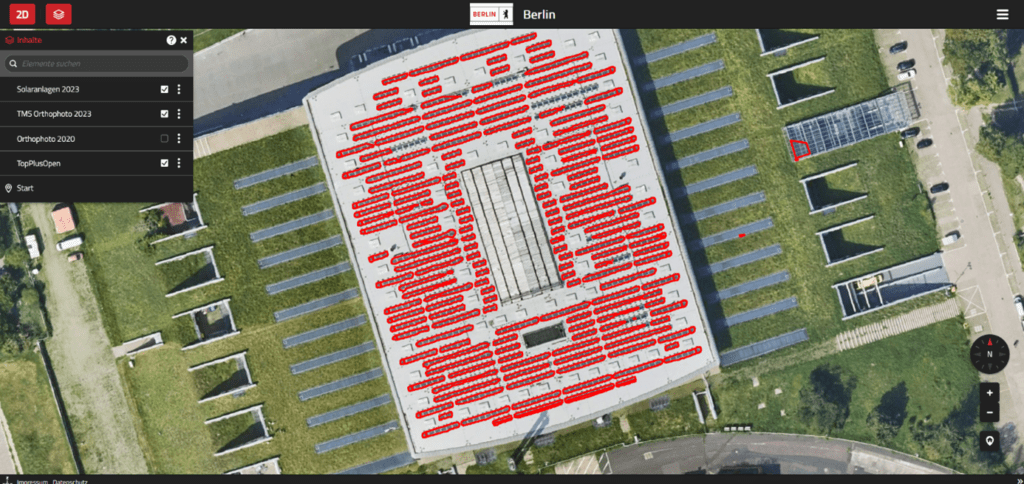 Solar system detection on the roof of a gym in Berlin using GeoAI