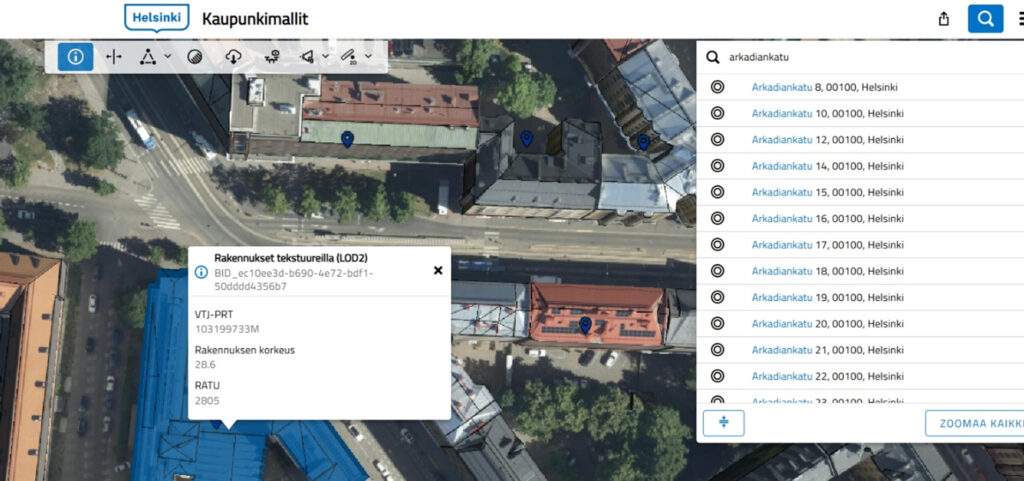 Initial 3D building representation in VC Map before attribute enrichment