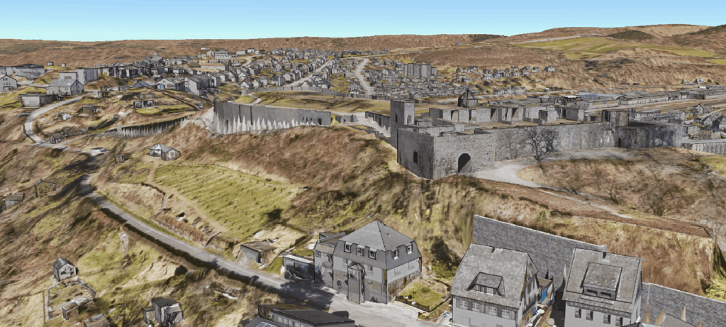 3D city model of Arnsberg with castle ruins in the Urban Digital Twin
