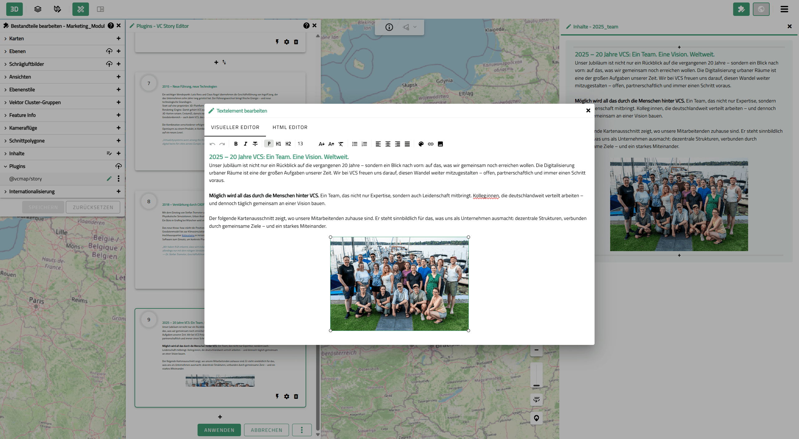 VC Story Editor: Bearbeiten von Text und Bild im visuellen Editor