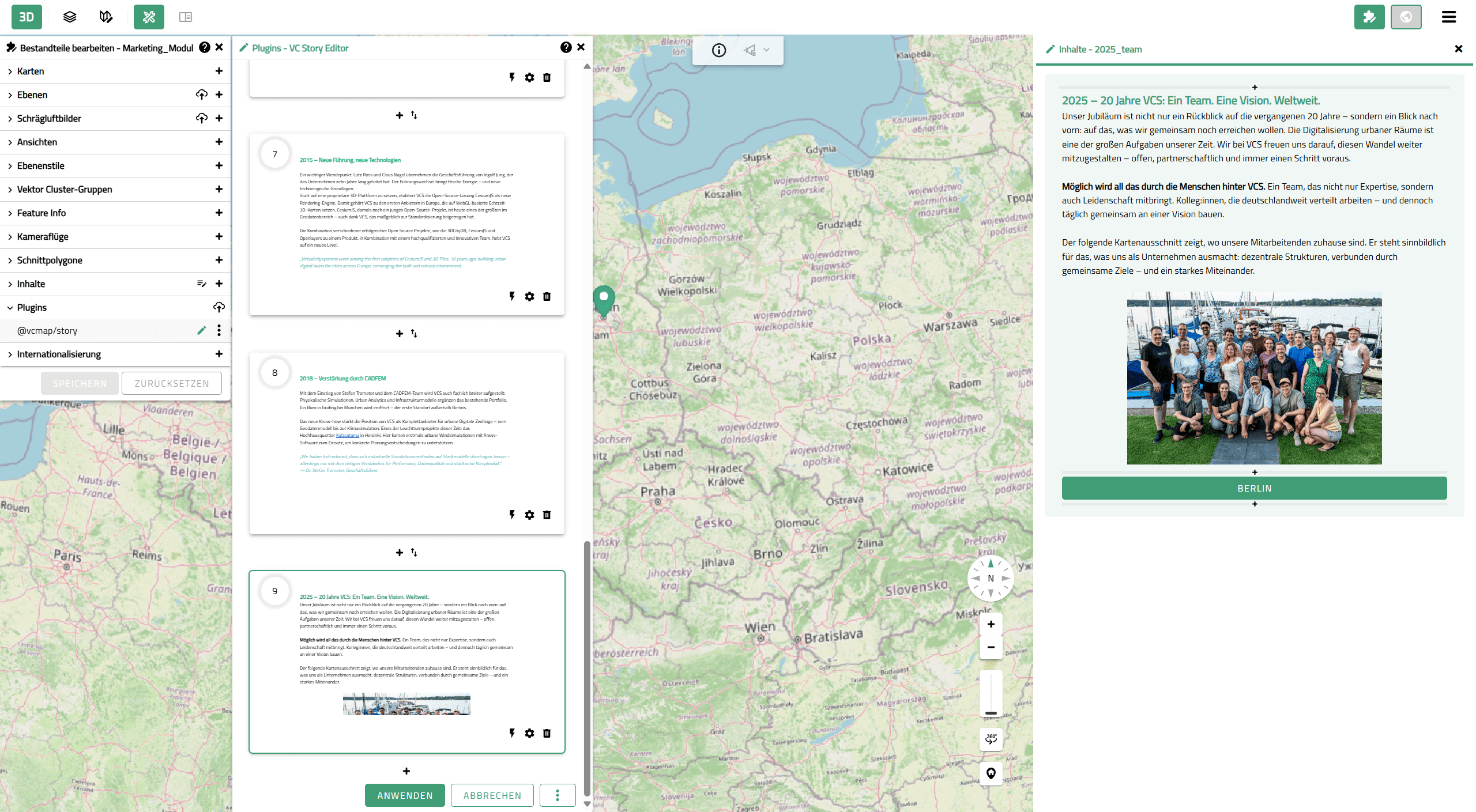 VC Story Scroll-Story: Darstellung von Inhalten im Scroll-Modus neben der Karte