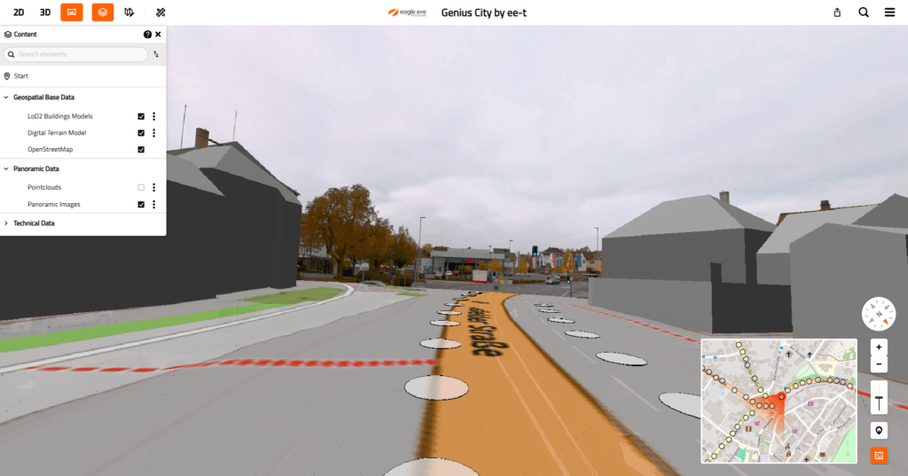 VC Panorama Viewer combines a 3D city model, panoramic images, and geodata in a single application